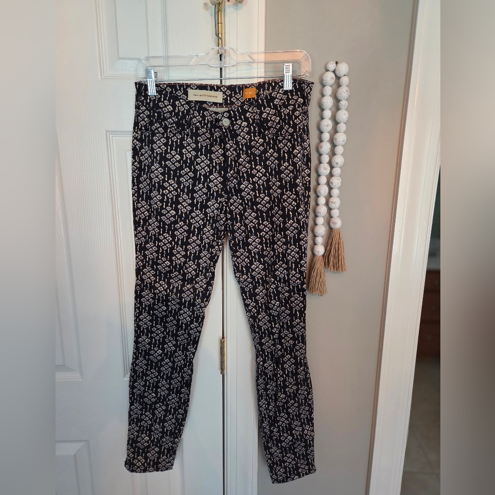 Pilcro Black and White Geometric Skinny Jeans